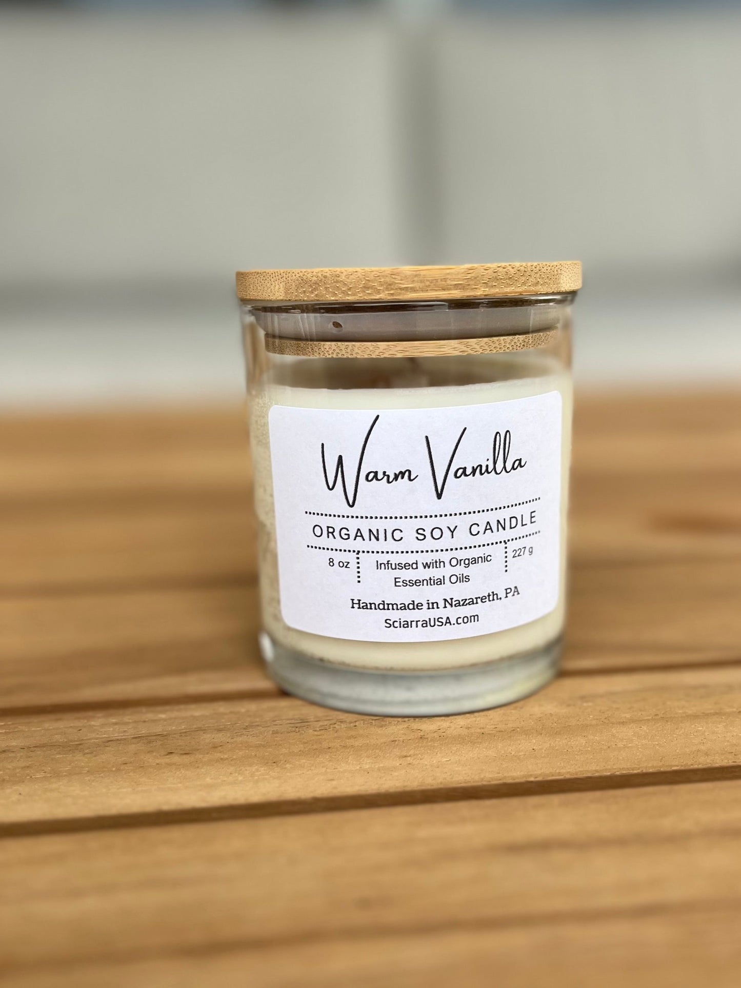 Warm Vanilla Organic Soy Candle 8 oz.