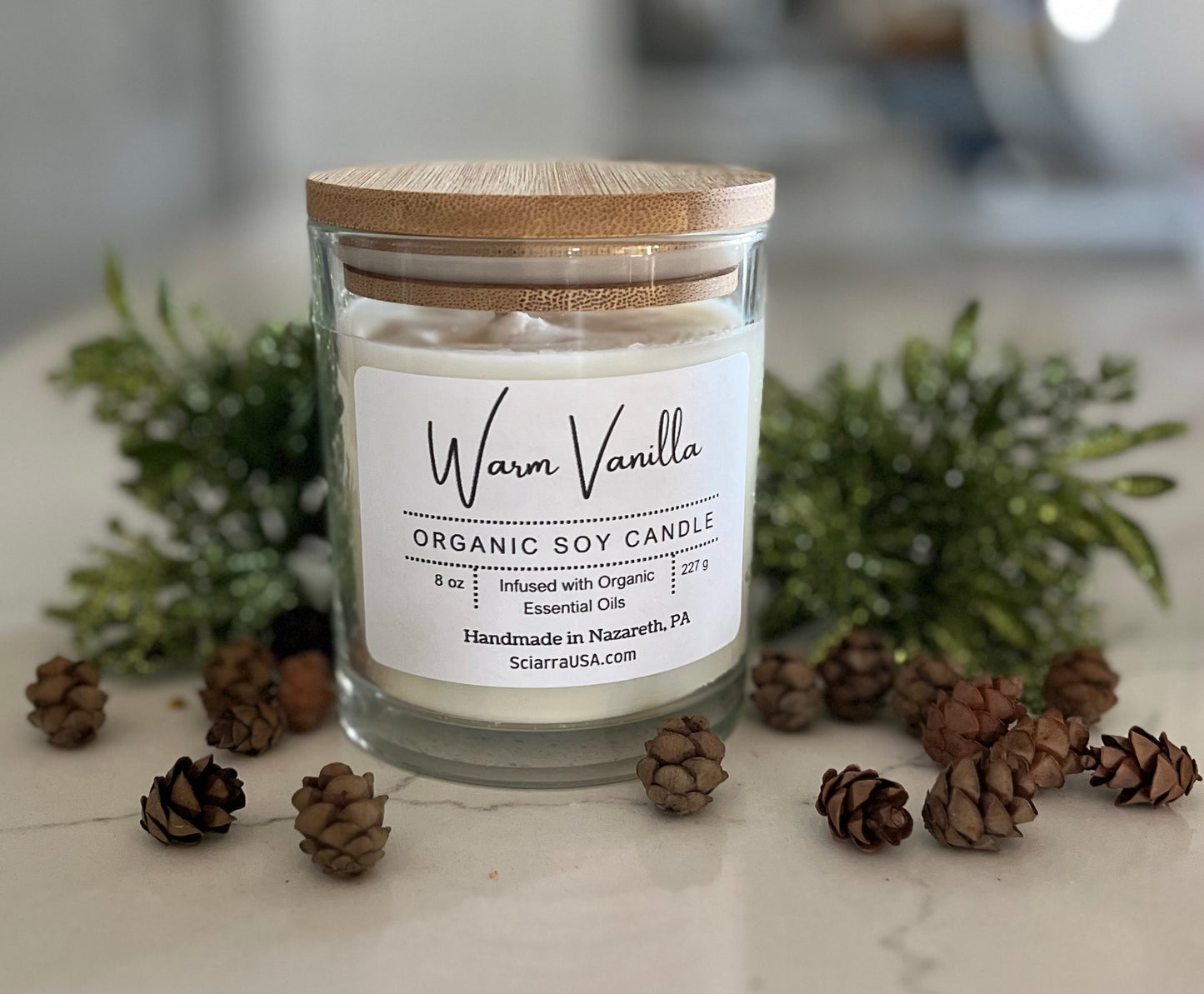 Warm Vanilla Organic Soy Candle 8 oz.