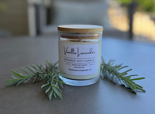 Vanilla Lavender Organic Soy Candle 8oz