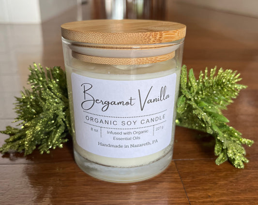 Bergamot Vanilla Organic Soy Candle 8oz