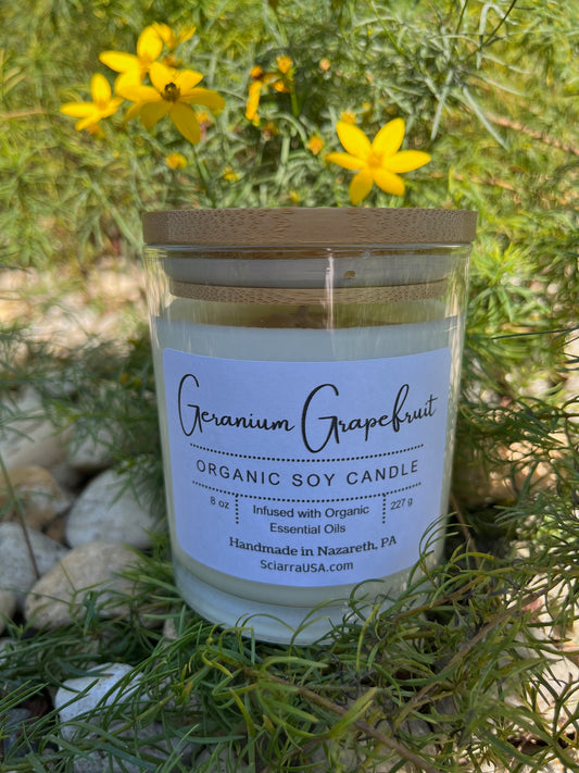 Geranium Grapefruit Organic Soy Candle 8oz